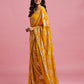 Mustard Contrast Barfi Saree Set