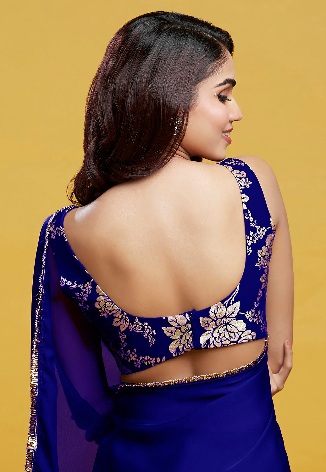 Navy Cocktail Saree Set