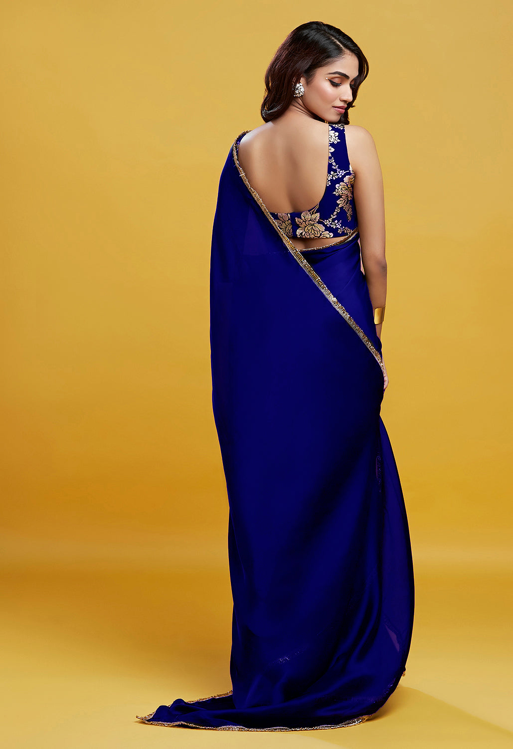 Navy Cocktail Saree Set
