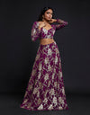 Maroon Backless Vark Lehenga Set