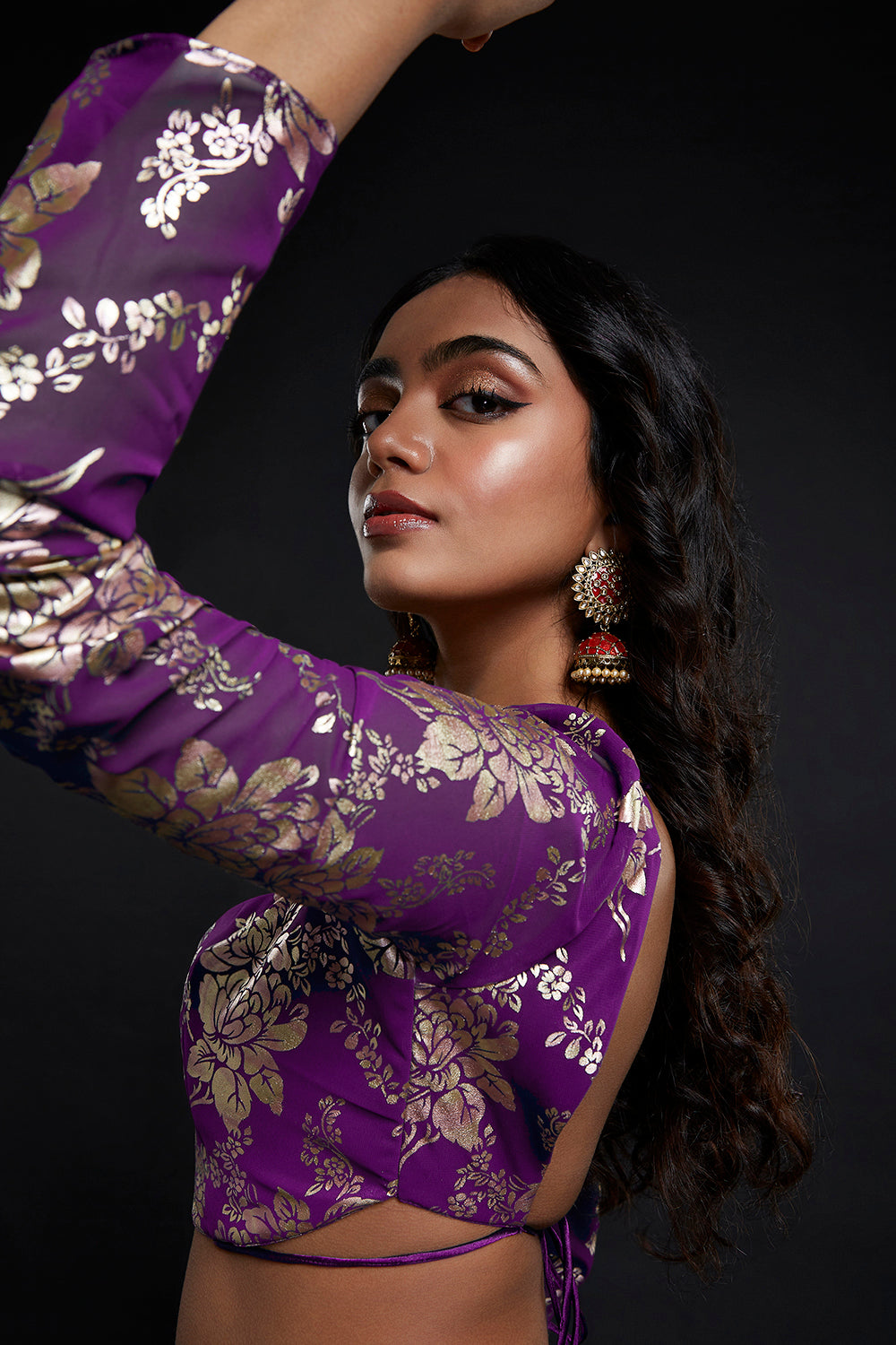 Purple Backless Vark Lehenga Set