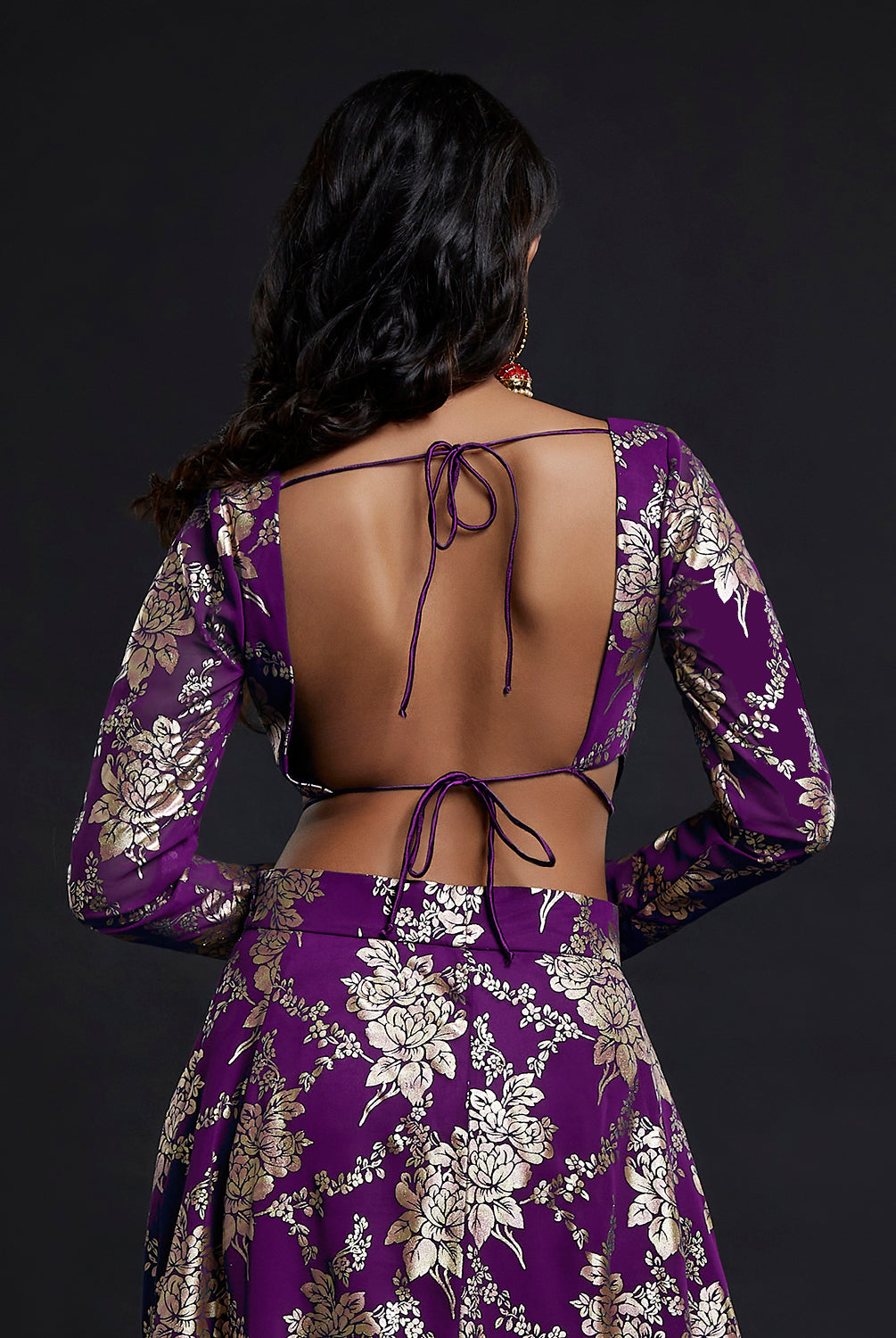 Purple Backless Vark Lehenga Set
