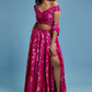 Hot PInk Offshoulder Vark Lehenga Set