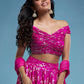 Hot PInk Offshoulder Vark Lehenga Set