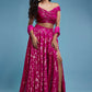 Hot PInk Offshoulder Vark Lehenga Set