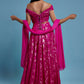 Hot PInk Offshoulder Vark Lehenga Set