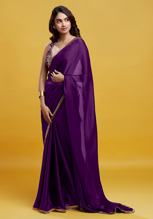 Purple Cocktail Saree