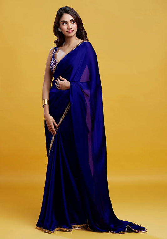 Navy Cocktail Saree