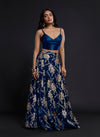 Navy Strappy Vark Lehenga Set