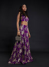 Purple Vark Sleeveless Lehenga Set