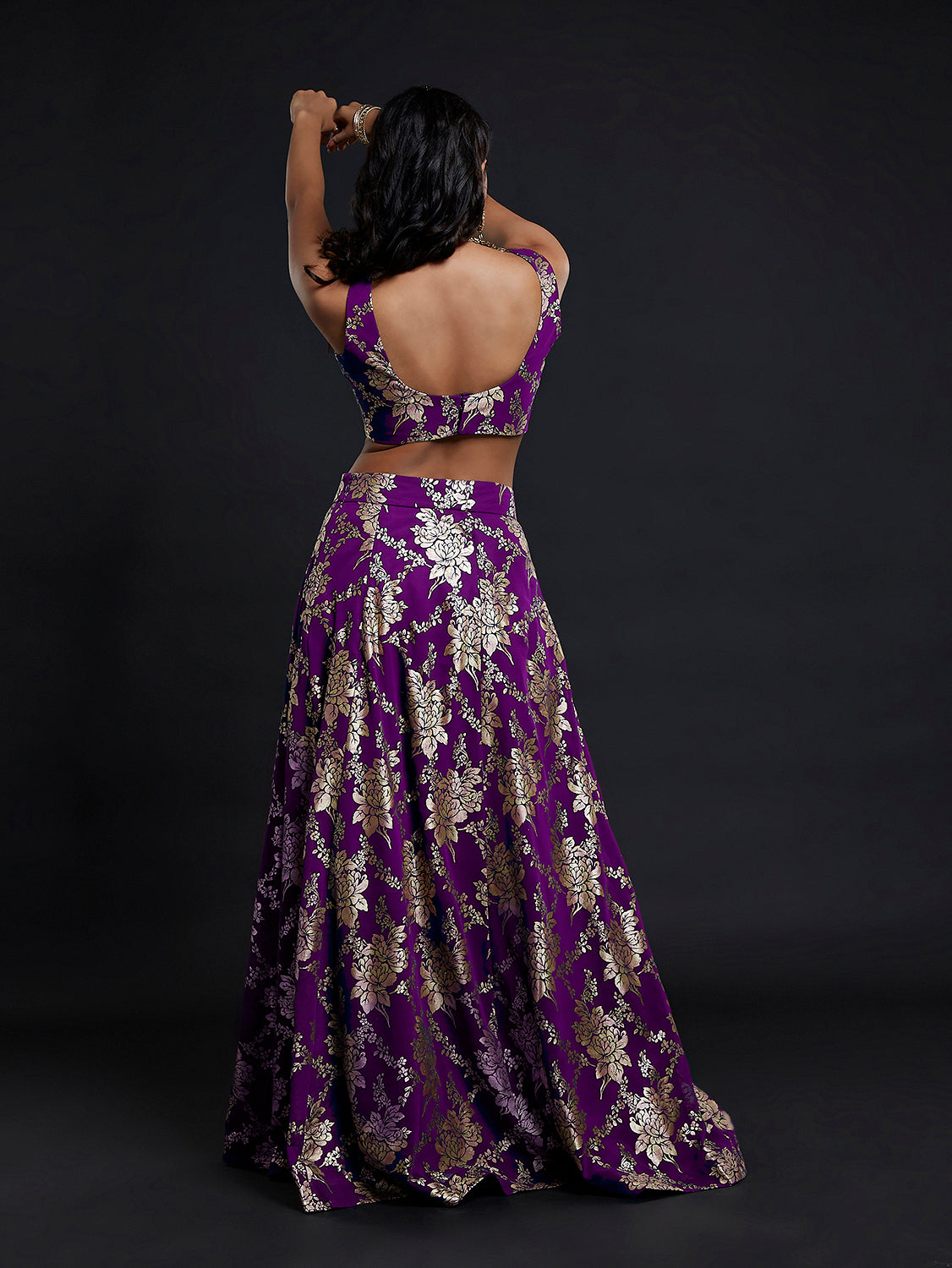 Purple Vark Sleeveless Lehenga Set