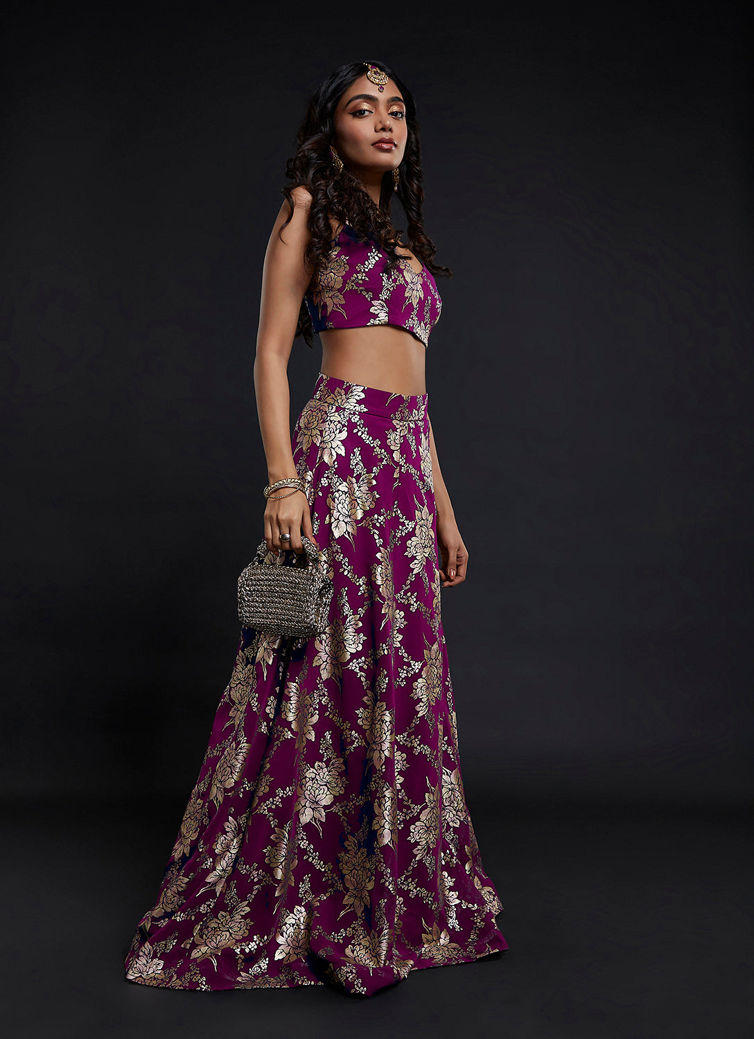 Maroon Vark Sleeveless Lehenga Set