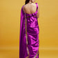 Purple Satin Embroidered Saree Set