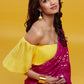 Hot Pink Georgette & Recycled Polyester Barfi Saree Set