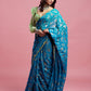 Teal Georgette & Recycled Polyester Barfi Saree Set