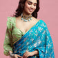 Teal Georgette & Recycled Polyester Barfi Saree Set