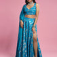 Turquoise Blue Recycled Polyester Lehenga Set