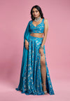 Turquoise Blue Recycled Polyester Lehenga Set