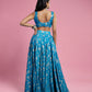 Turquoise Blue Recycled Polyester Lehenga Set