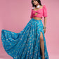 Turquoise Blue Recycled Polyester Lehenga Set