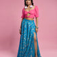 Turquoise Blue Recycled Polyester Lehenga Set