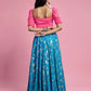 Turquoise Blue Recycled Polyester Lehenga Set