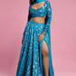 Turquoise Blue Recycled Polyester Lehenga Set