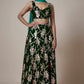 Black Recycled Polyester Foil Printed Lehenga Set