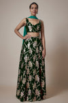 Black Recycled Polyester Foil Printed Lehenga Set