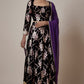 Black Recycled Polyester Foil Printed Lehenga Set