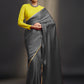 Charcoal Satin Embellished Saree Set