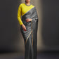 Charcoal Satin Embellished Saree Set