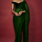 Emerald Green Chiffon Zari Embroidered Saree Set