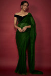 Emerald Green Chiffon Zari Embroidered Saree Set