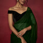 Emerald Green Chiffon Zari Embroidered Saree Set