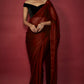 Maroon Chiffon Zari Embroidered Saree Set