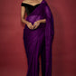 Purple Chiffon Zari Embroidered Saree Set