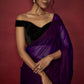 Purple Chiffon Zari Embroidered Saree Set