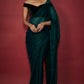 Teal Chiffon Zari Embroidered Saree Set