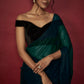 Teal Chiffon Zari Embroidered Saree Set