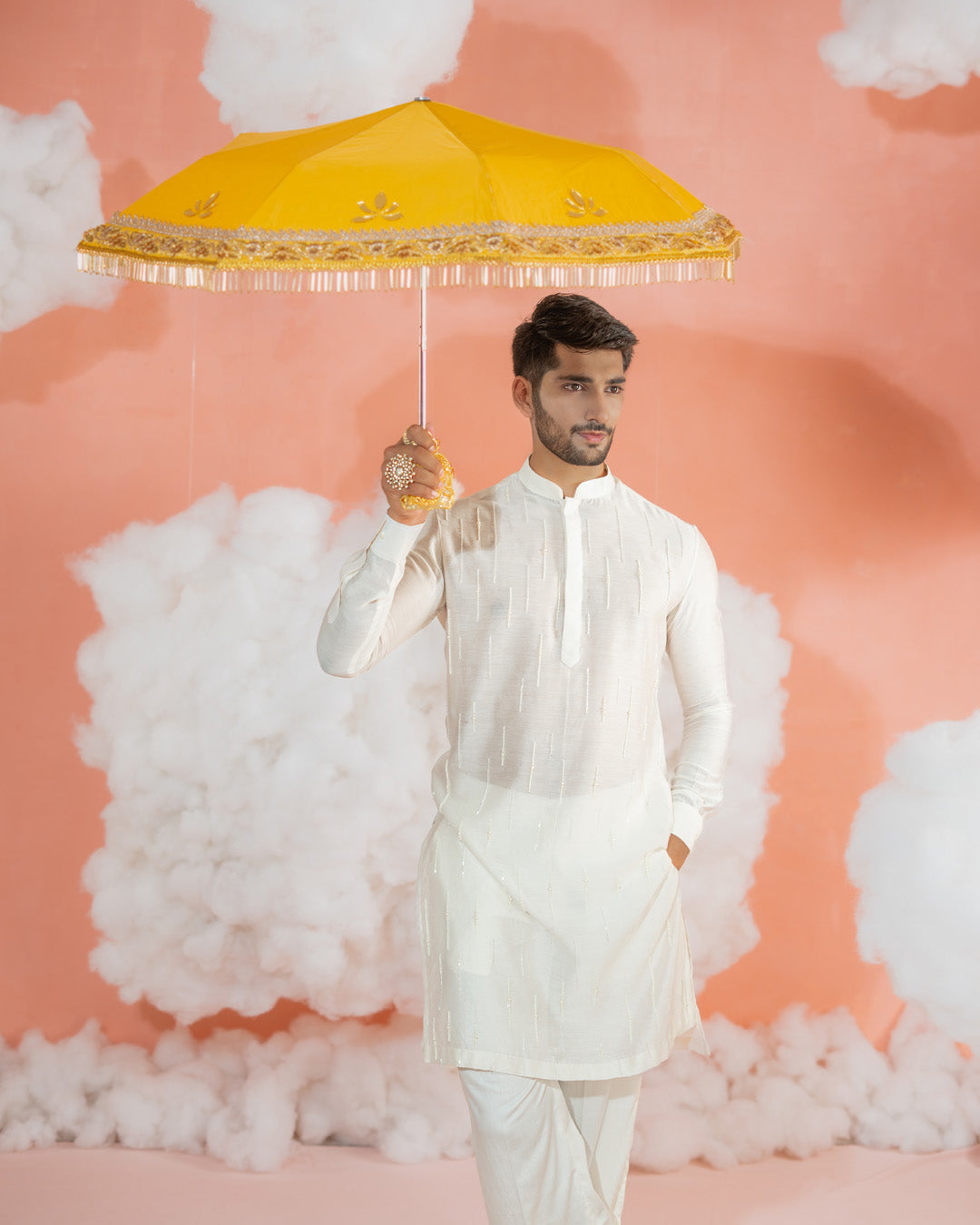 Ivory Fall Pipe Long kurta set