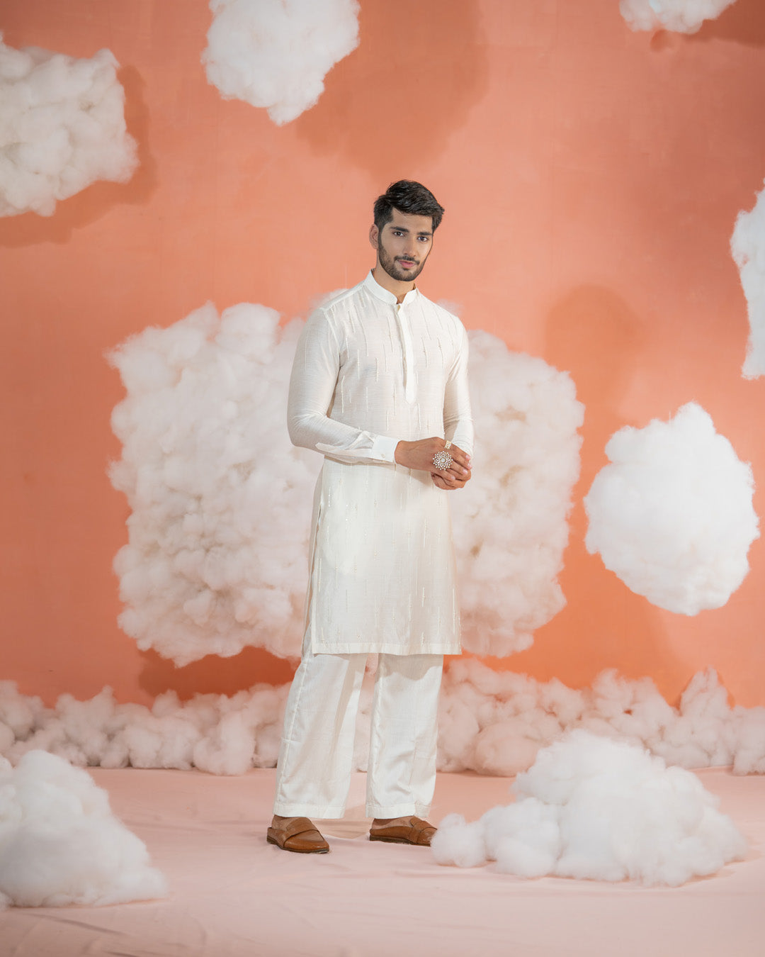 Ivory Fall Pipe Long kurta set