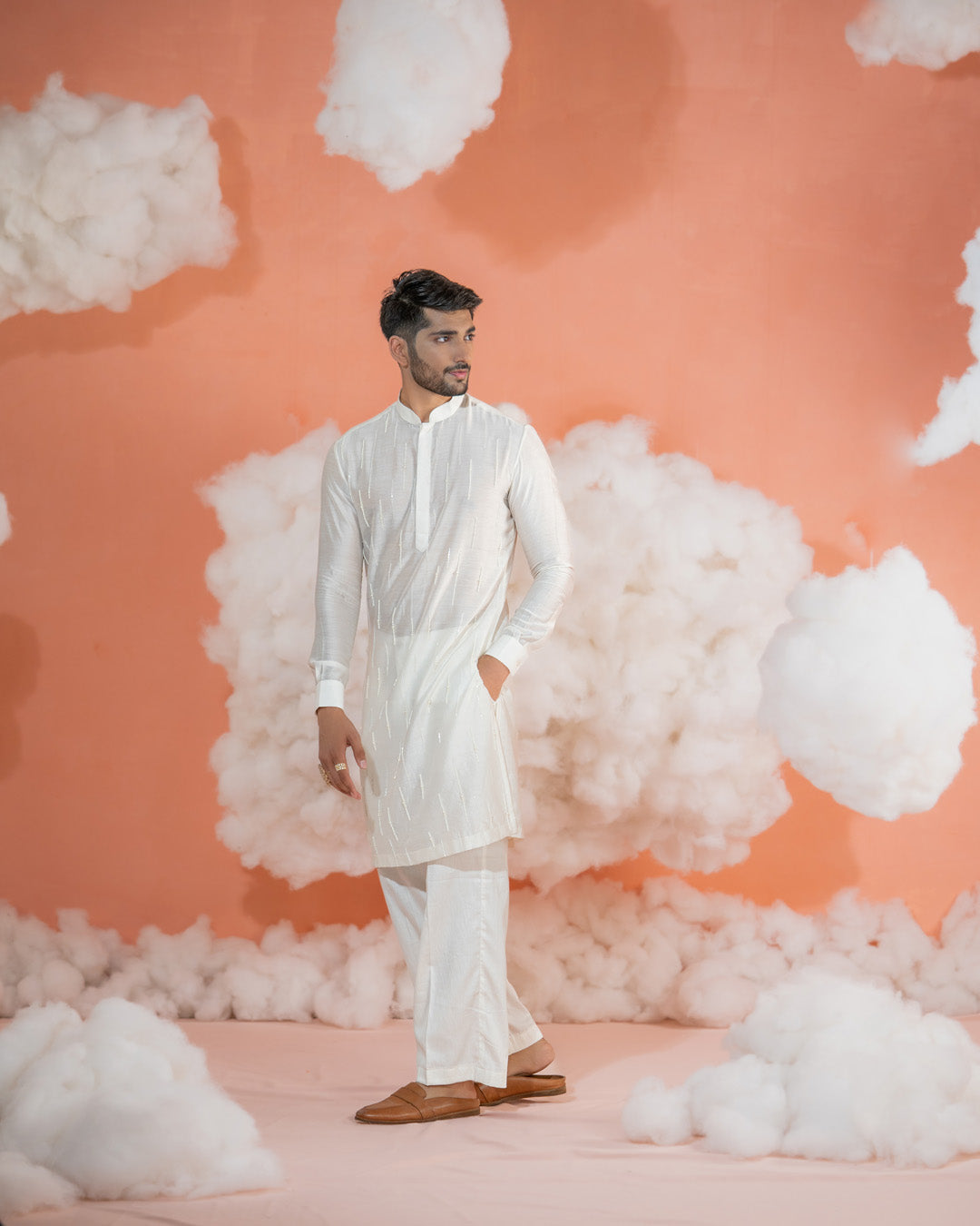 Ivory Fall Pipe Long kurta set