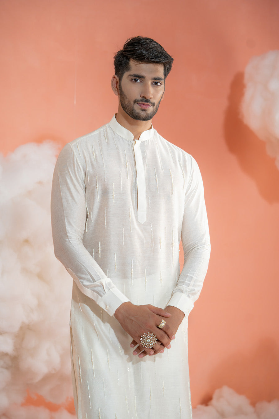 Ivory Fall Pipe Long kurta set
